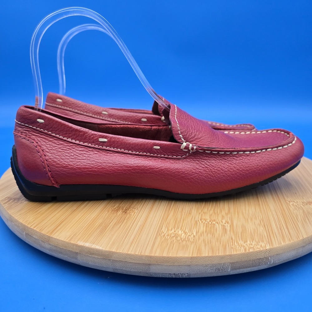 Bass Red Cape Cod Leather Loafers Women's 7M EUC